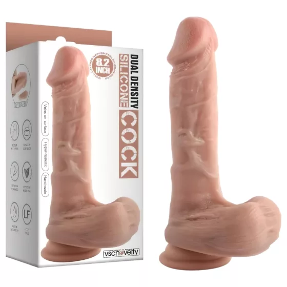 Dual Density - Realistic Suction Cup Dildo with Balls - 20cm (Natural)