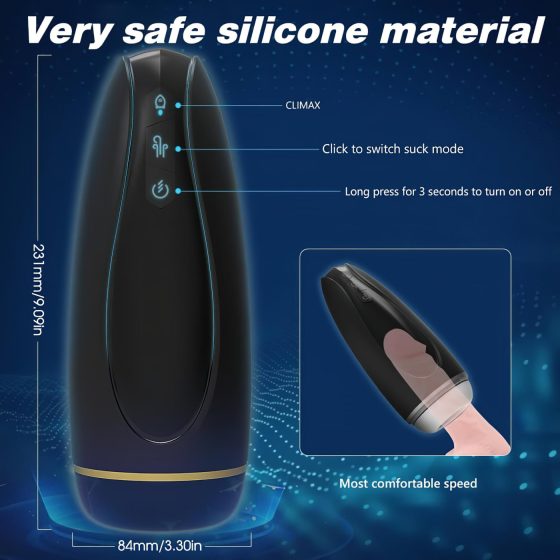 Sex HD Hawk - Rechargeable Vibrating Suction Masturbator (Black & White)