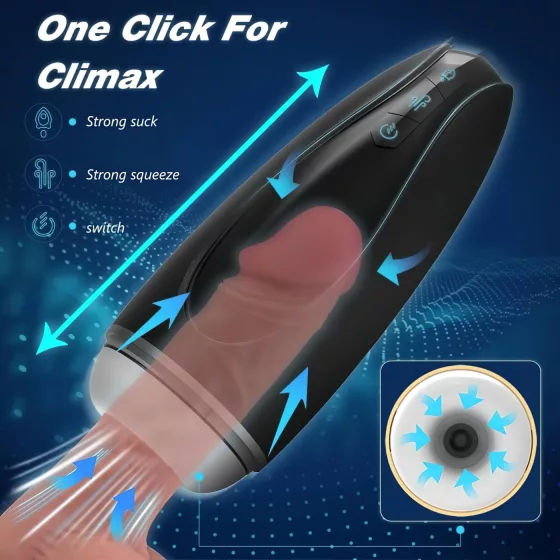 Sex HD Hawk - Rechargeable Vibrating Suction Masturbator (Black & White)