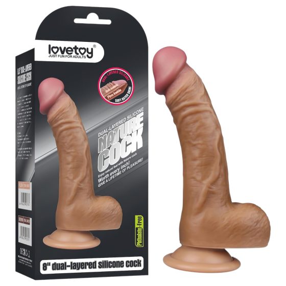 Lovetoy - realistic curved dildo - 22 cm (natural)
