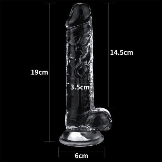 Lovetoy Flawless Clear - clamp-on, testicular dildo - 19cm (transparent)