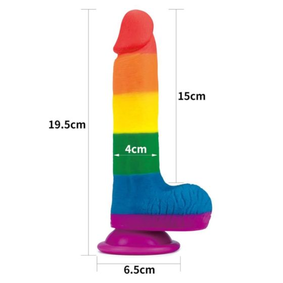 Lovetoy Prider - lifelike testicle dildo - 20cm (rainbow)