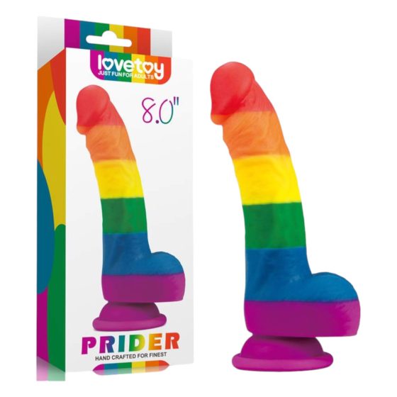 Lovetoy Prider - lifelike liquid silicone dildo - 19cm (rainbow)