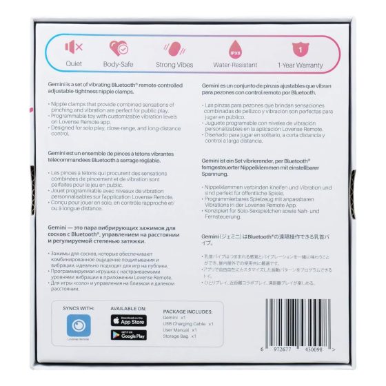 LOVENSE Gemini - Smart Vibrating Nipple Clamps (Pink)