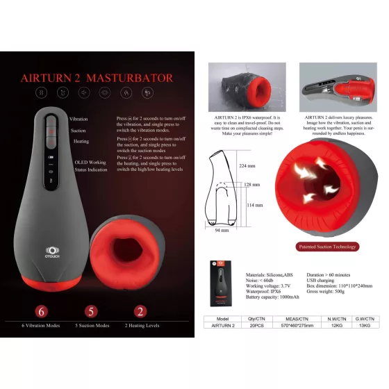 OTOUCH Airturn 2 - Rechargeable Suction Massager (Black)