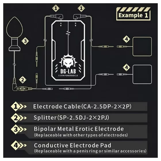 DG-LAB - electrode splitter from 2.5 mm socket to 2 mm (black)