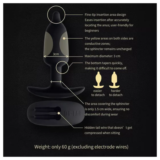 DG-LAB - bipolar conductive silicone anal plug electrode (black)