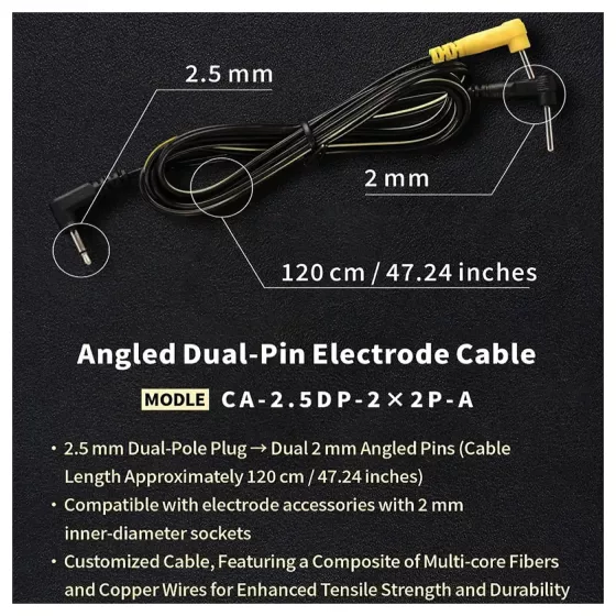 DG-LAB - Electrode cable with right‑angled 2 mm pins (black)