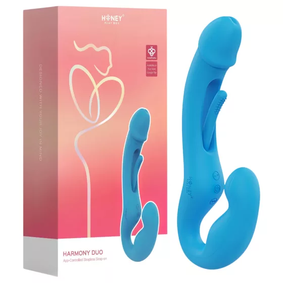 Honey Play Box Harmony Duo - Smart Strap-On Tongue Vibrator (Blue)