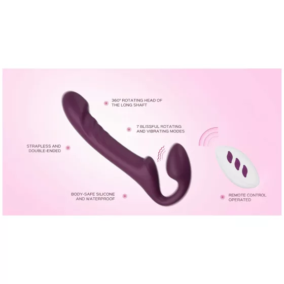 Honey Play Box Bliss - Rotating Beaded Strap-On Vibrator (Purple)