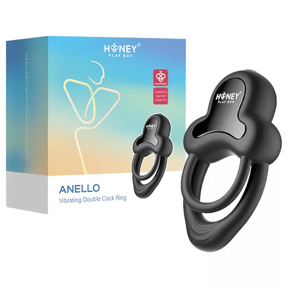 Honey Play Box Anello - Smart Vibrating Ring for Men (Black)