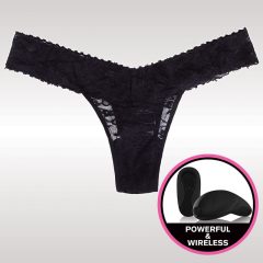 Lacy thong with bullet vibrator - Black (S-L)
