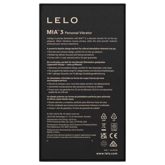 LELO Mia 3 - Travel Lipstick Vibrator (Black)