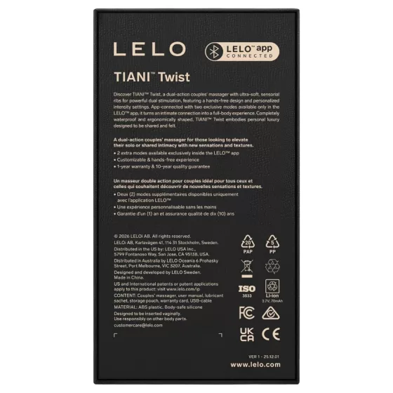 LELO Tiani Twist - smart couples’ vibrator (purple)