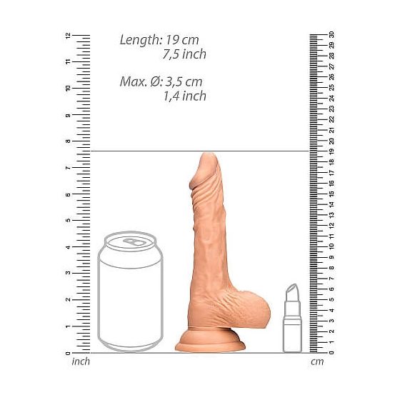 RealRock Dong 7 - lifelike testicle dildo (17cm) - natural