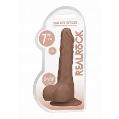   RealRock Dong 7 - lifelike testicle dildo (17cm) - dark natural