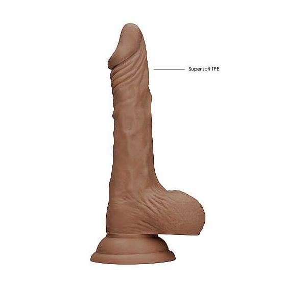 RealRock Dong 7 - lifelike testicle dildo (17cm) - dark natural
