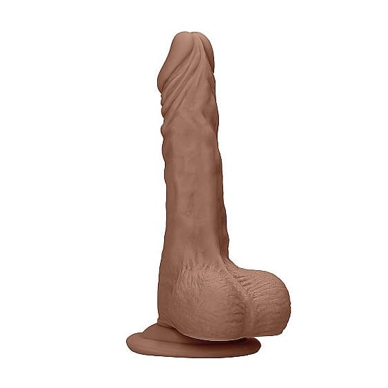 RealRock Dong 7 - lifelike testicle dildo (17cm) - dark natural