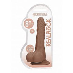   RealRock Dong 8 - lifelike testicle dildo (20cm) - dark natural