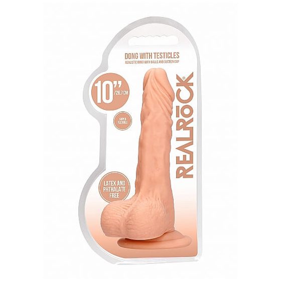 RealRock Dong 10 - lifelike testicle dildo (25cm) - natural