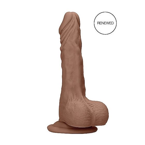 RealRock Dong 10 - lifelike testicle dildo (25cm) - dark natural