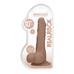   RealRock Dong 10 - Lifelike Dildo with Balls (10") - Dark Natural"