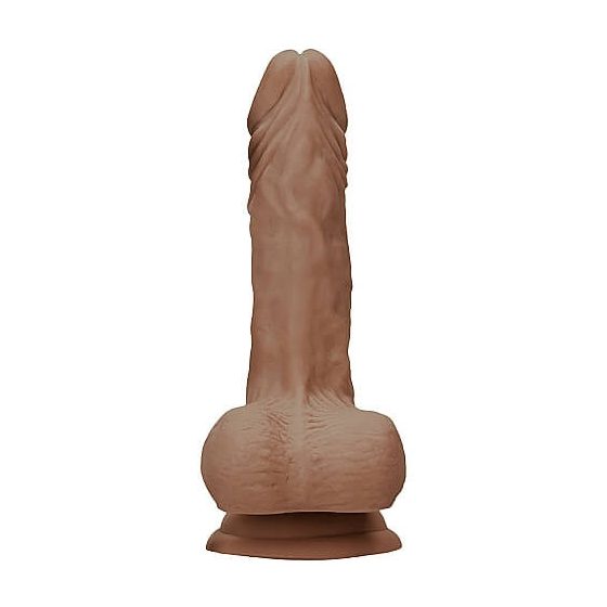 RealRock Dong 10 - lifelike testicle dildo (25cm) - dark natural