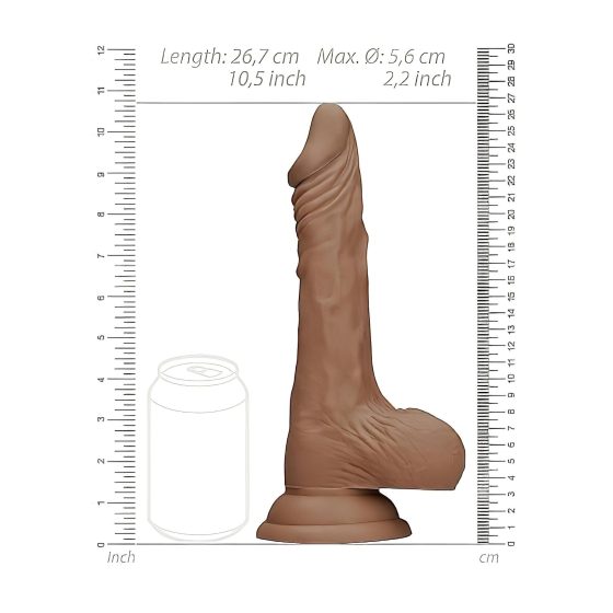RealRock Dong 10 - Lifelike Dildo with Balls (10") - Dark Natural"