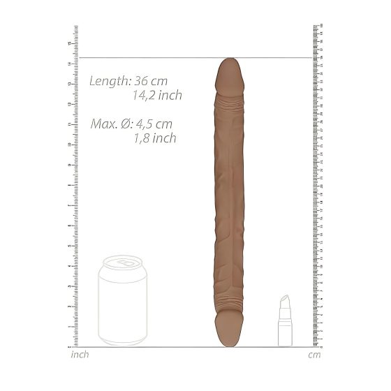 RealRock Double Dong 14 - Dark Natural Twin Dildo (36cm)"