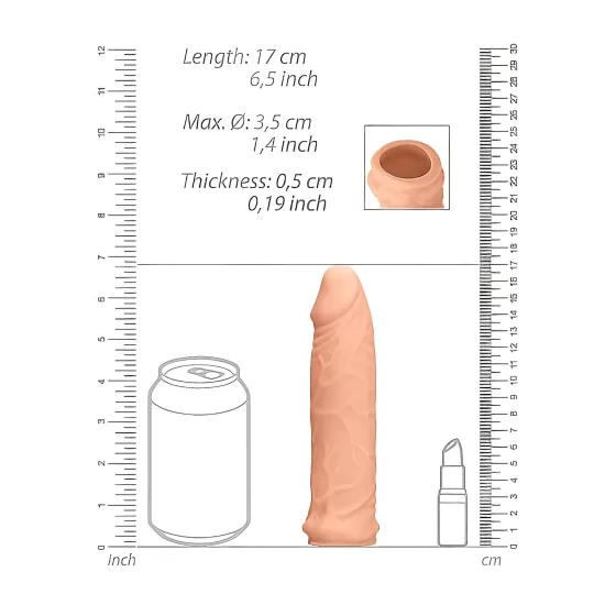 RealRock 6 Penis Sleeve - 17cm - Natural 