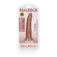   RealRock Slim - clamp-on, realistic dildo - 15,5cm (dark natural)