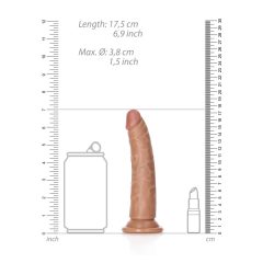   RealRock Slim - clamp-on, realistic dildo - 15,5cm (dark natural)