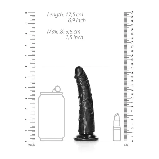 RealRock Slim Realistic Dildo - 6.1 (Black)"