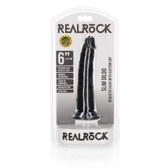   RealRock Slim - realistic dildo with sticky feet - 15,5cm (black)