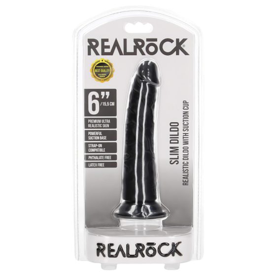 RealRock Slim Realistic Dildo - 6.1 (Black)"
