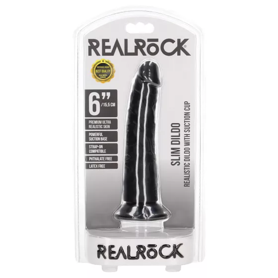 RealRock Slim Realistic Dildo - 6.1 (Black)"