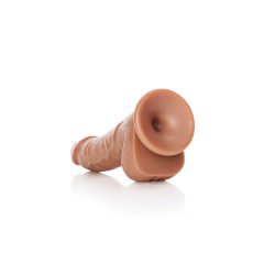   RealRock Curved - clamp-on, testicle realistic dildo - 15,5cm (dark natural)
