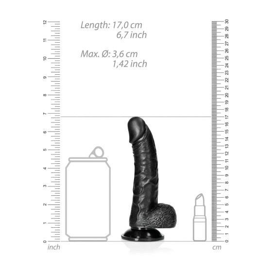 RealRock - Suction Cup Realistic Dildo - 6 (Black)"