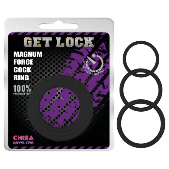 GK Power Magnum Force - silicone penis ring set (black) - 3 pcs