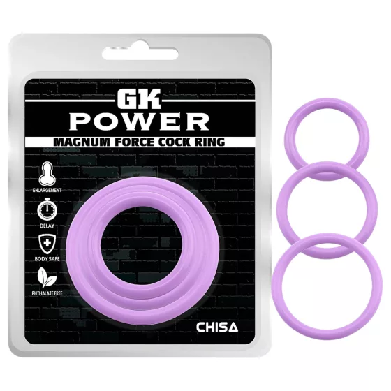 GK Power Magnum Force - silicone penis ring set (purple) - 3 pcs