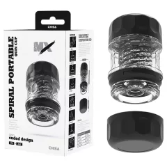   MX Spiral Portable Quin Cup - spiral, suction-effect masturbator (black)
