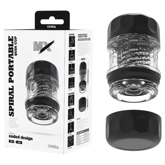 MX Spiral Portable Quin Cup - spiral, suction-effect masturbator (black)