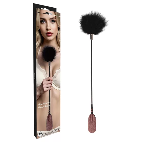 NOIR RION - riding crop with feather (brown)
