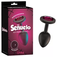   Senuelo Booty Fantasy - silicone anal plug with crystal (black) - S