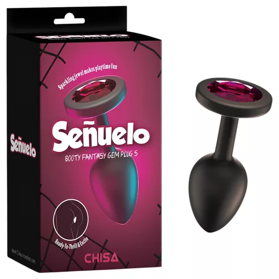 Senuelo Booty Fantasy - silicone anal plug with crystal (black) - S