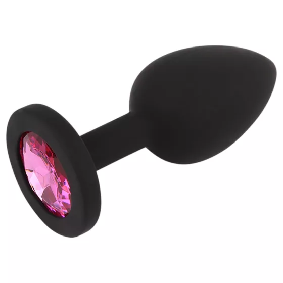 Senuelo Booty Fantasy - silicone anal plug with crystal (black) - S