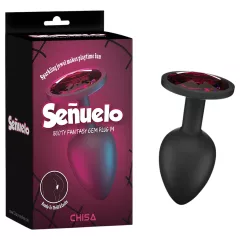   Senuelo Booty Fantasy - silicone anal plug with crystal (black) - M
