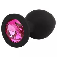   Senuelo Booty Fantasy - silicone anal plug with crystal (black) - M