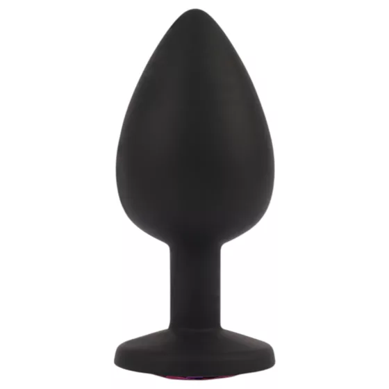 Senuelo Booty Fantasy - silicone anal plug with crystal (black) - L