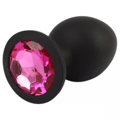   Senuelo Booty Fantasy - silicone anal plug with crystal (black) - L